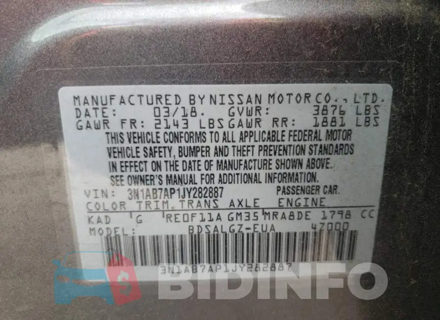 3N1AB7AP1JY282887 Photo# 10