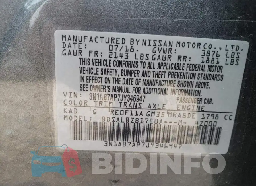 3N1AB7AP7JY346947 Photo# 10