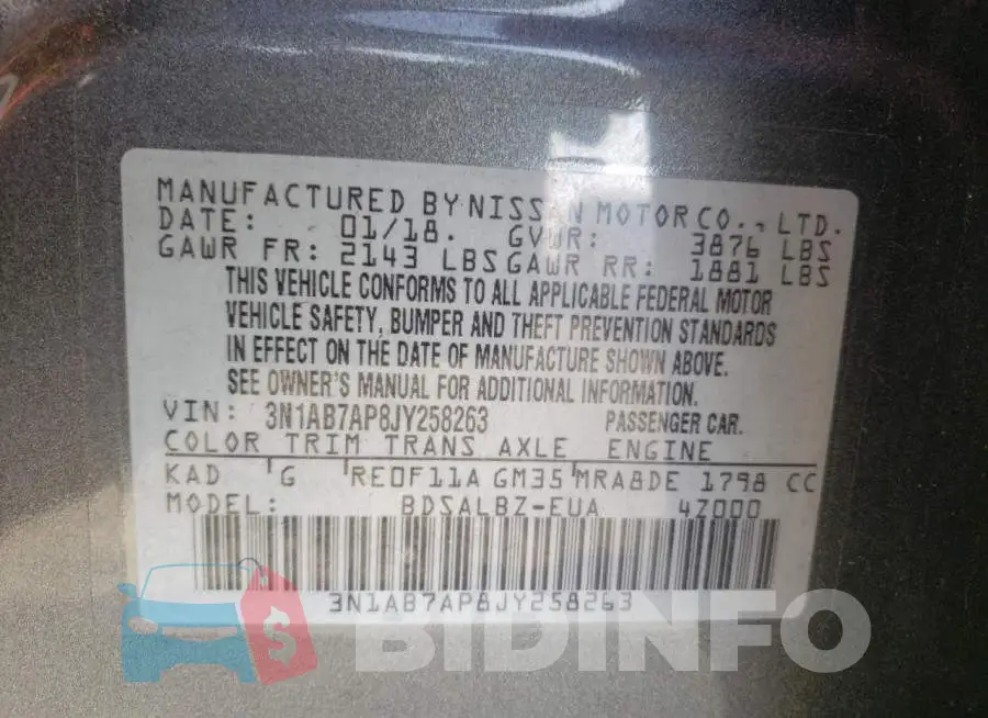 3N1AB7AP8JY258263 Photo# 10