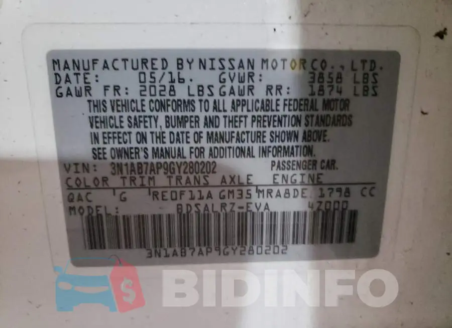 3N1AB7AP9GY280202 Photo# 10