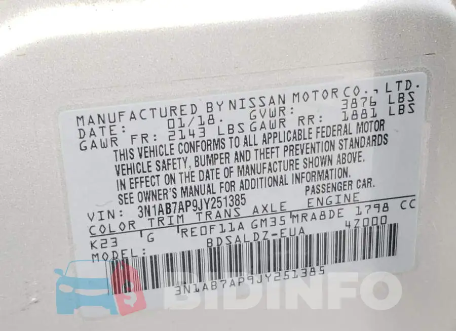 3N1AB7AP9JY251385 Photo# 10