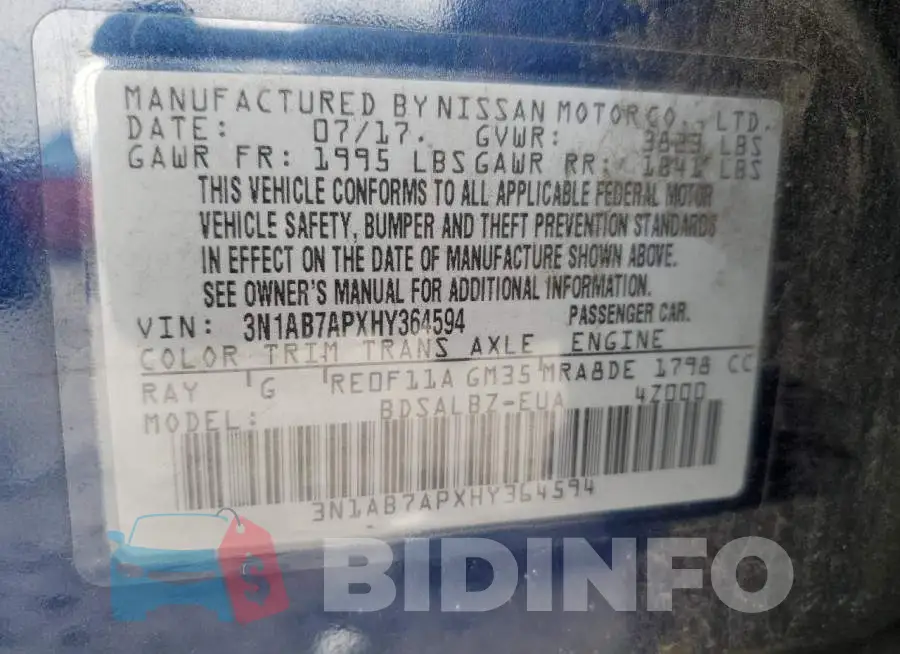3N1AB7APXHY364594 Photo# 10