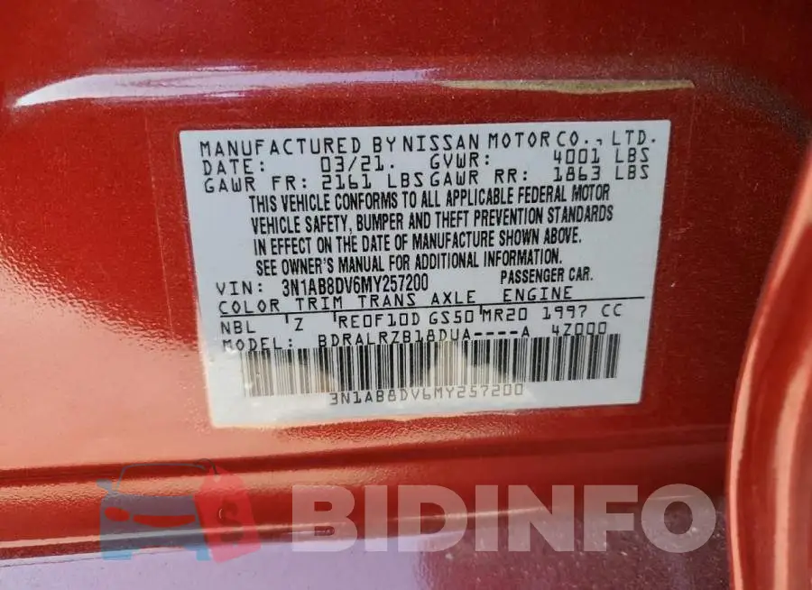 3N1AB8DV6MY257200 Photo# 10
