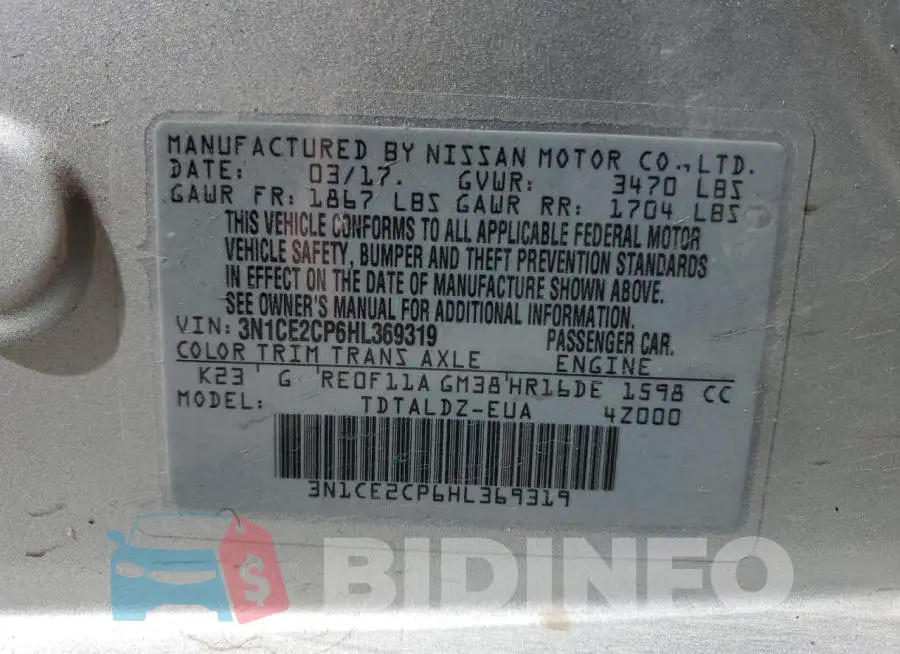 3N1CE2CP6HL369319 Photo# 10