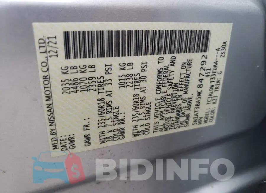 5N1AT3BA5MC847292 Photo# 10