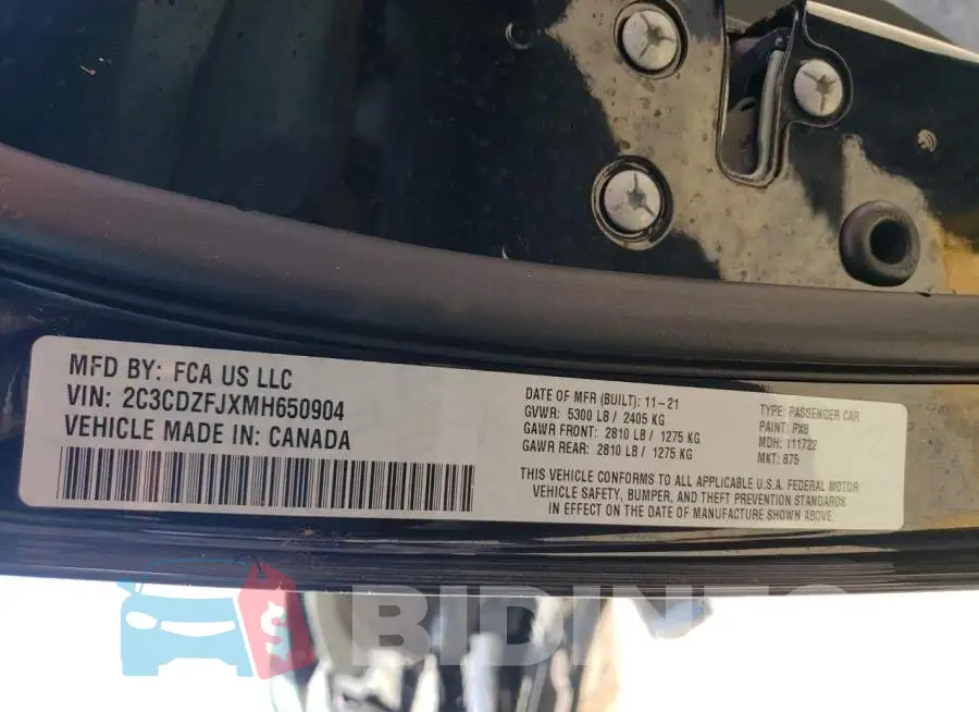 2C3CDZFJXMH650904 Photo# 10