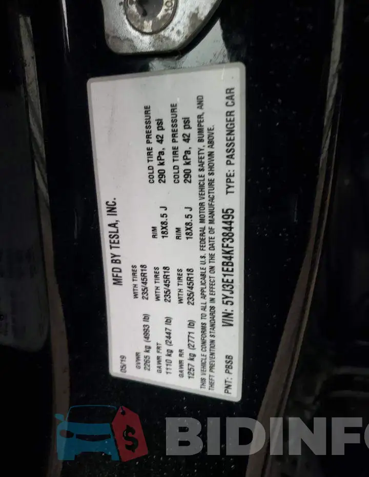 5YJ3E1EB4KF384495 Photo# 10