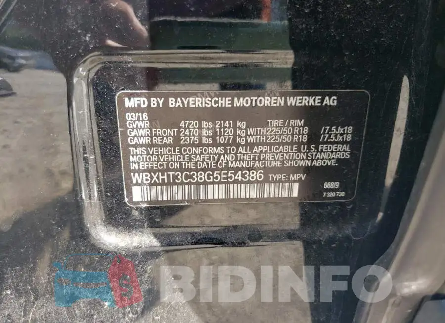 WBXHT3C38G5E54386 Photo# 10