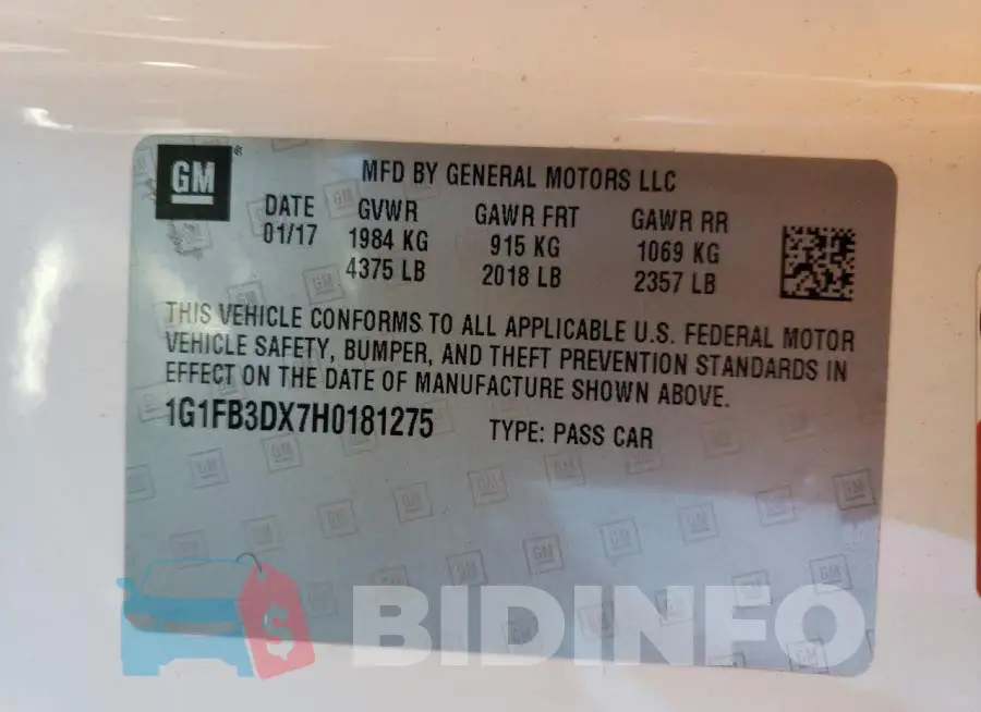 1G1FB3DX7H0181275 Photo# 10