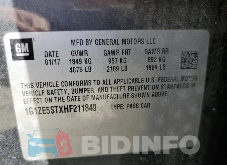 1G1ZE5STXHF211849 Photo# 10