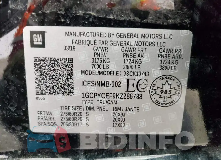 1GCPYCEF9KZ286788 Photo# 10