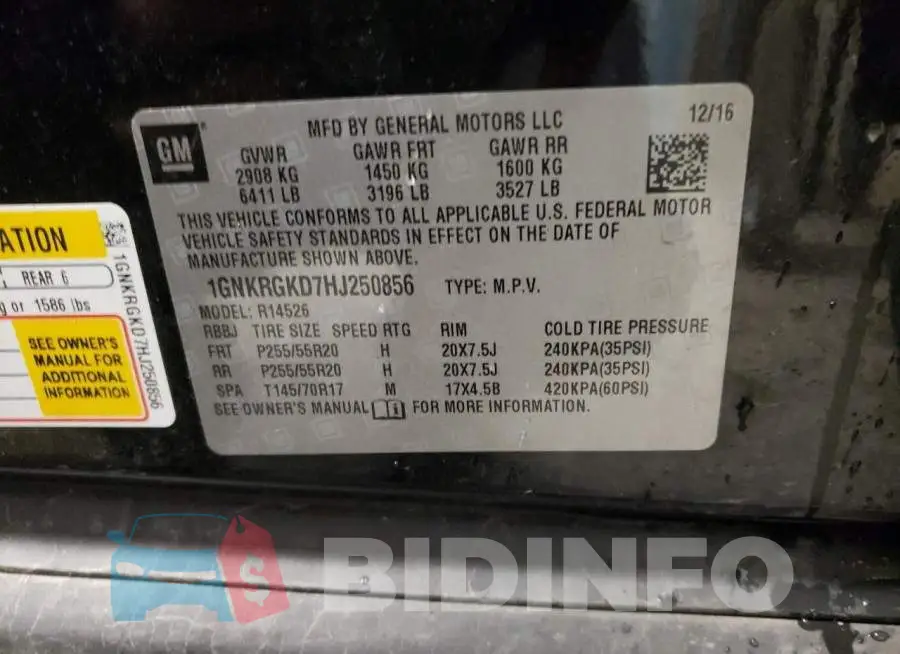 1GNKRGKD7HJ250856 Photo# 10