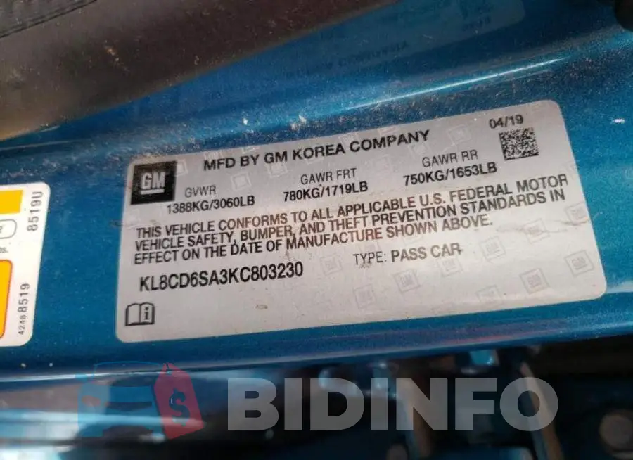 KL8CD6SA3KC803230 Photo# 10
