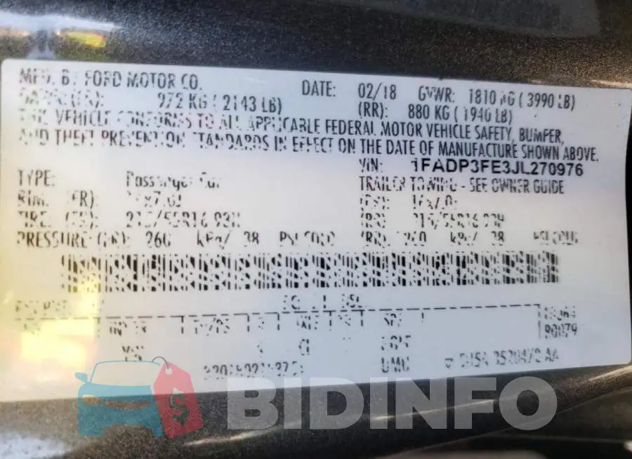 1FADP3FE3JL270976 Photo# 10