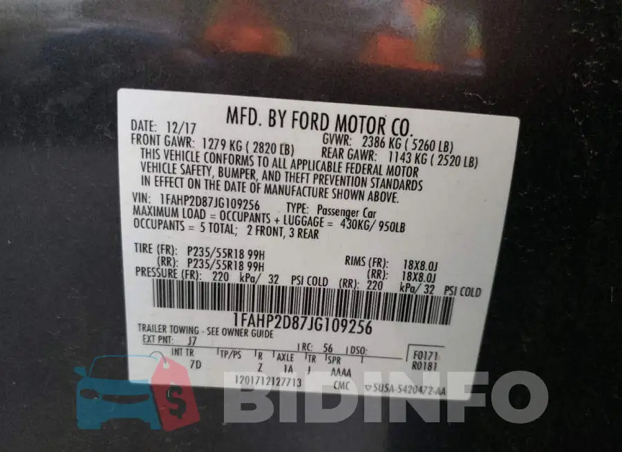 1FAHP2D87JG109256 Photo# 10