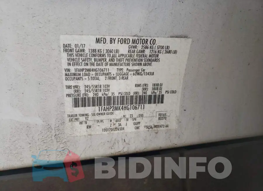 1FAHP2MK4HG106711 Photo# 10