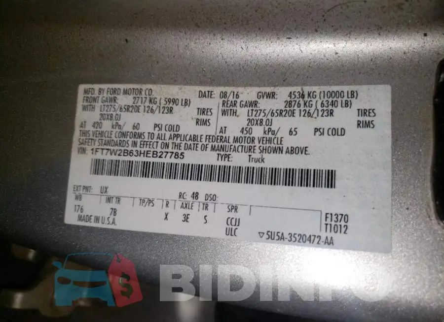 1FT7W2B63HEB27785 Photo# 10