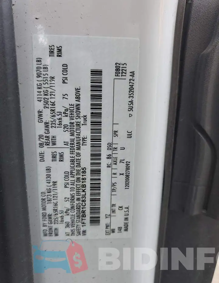 1FTBR1C83LKB18185 Photo# 10