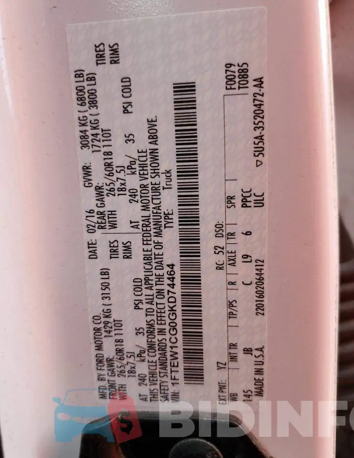 1FTEW1CG0GKD74464 Photo# 10