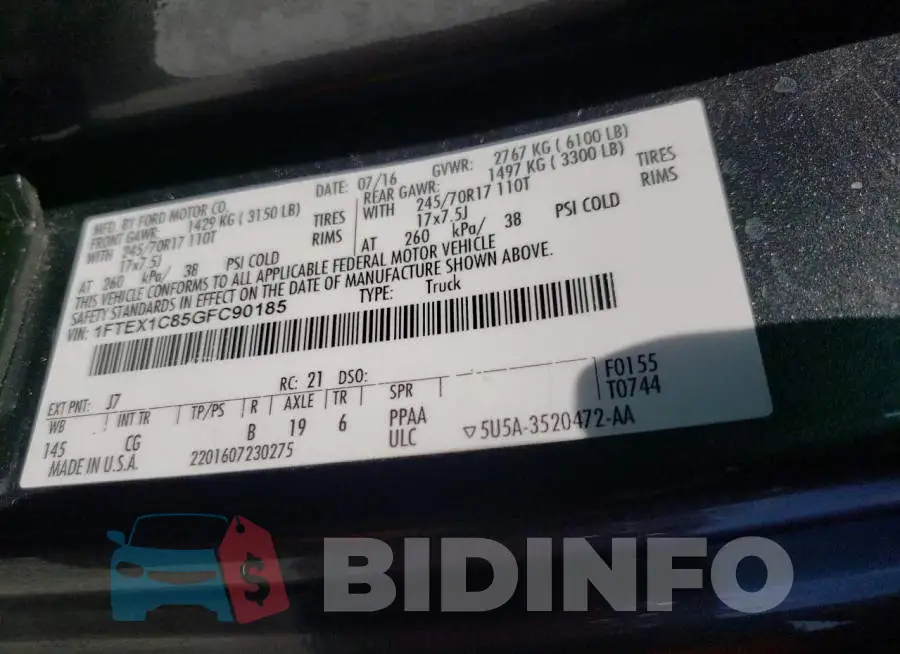 1FTEX1C85GFC90185 Photo# 10