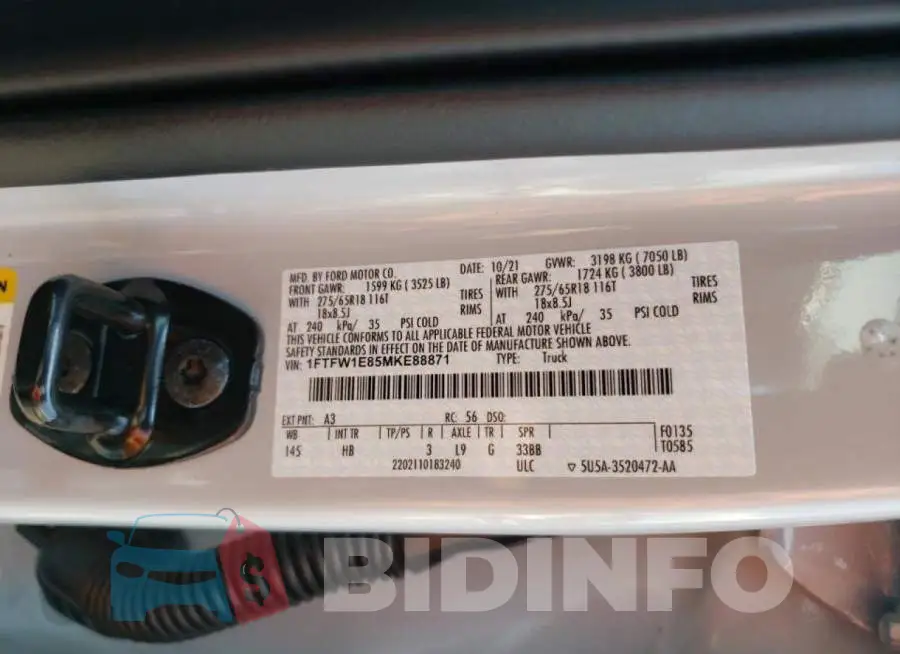 1FTFW1E85MKE88871 Photo# 10