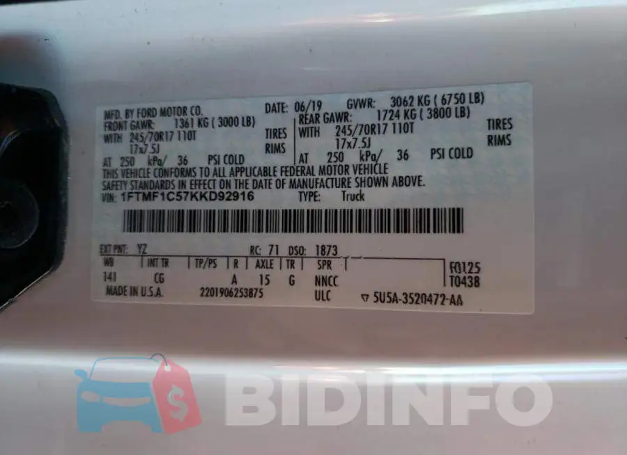 1FTMF1C57KKD92916 Photo# 10