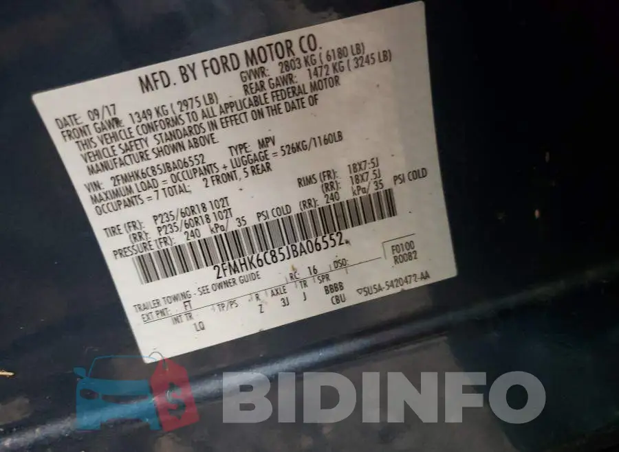 2FMHK6C85JBA06552 Photo# 10