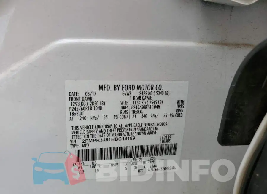 2FMPK3J81HBC14189 Photo# 10