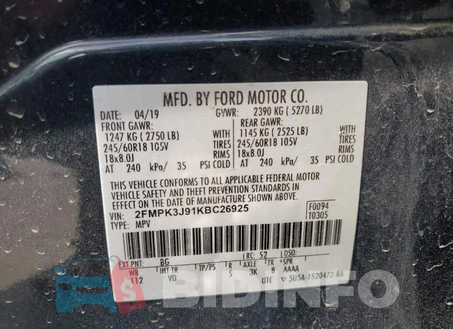 2FMPK3J91KBC26925 Photo# 10