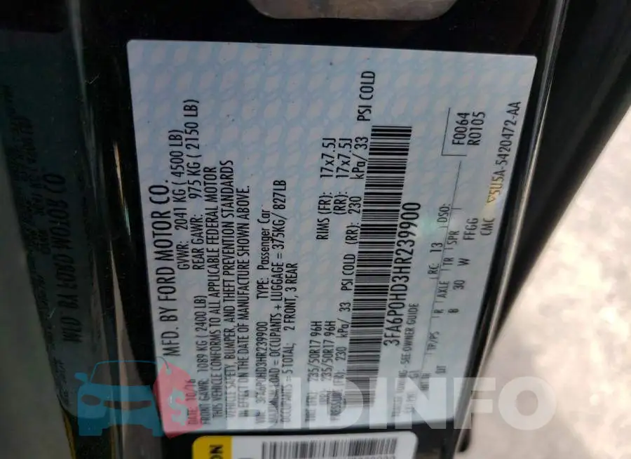 3FA6P0HD3HR239900 Photo# 10