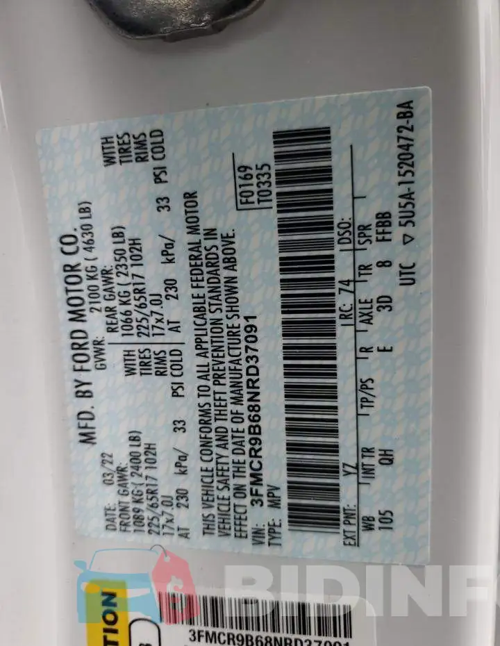 3FMCR9B68NRD37091 Photo# 10