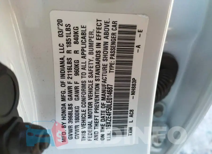 19XZE4F50LE014687 Photo# 10