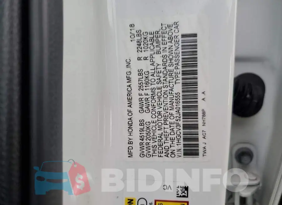 1HGCV3F52JA016555 Photo# 10