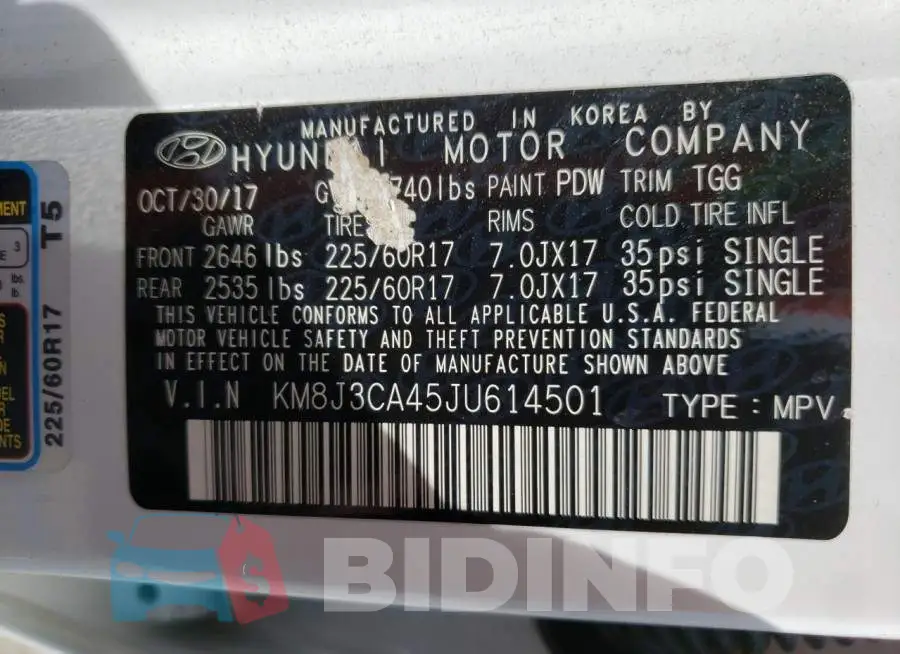KM8J3CA45JU614501 Photo# 10