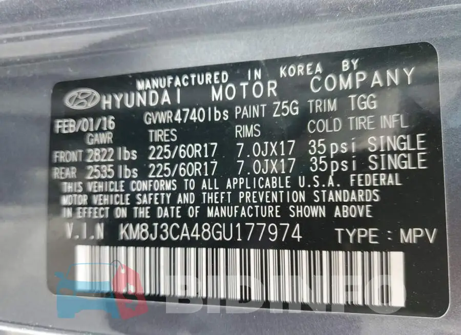 KM8J3CA48GU177974 Photo# 10