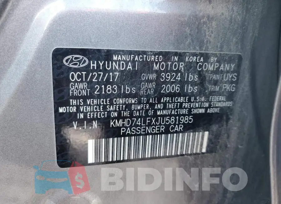 KMHD74LFXJU581985 Photo# 10