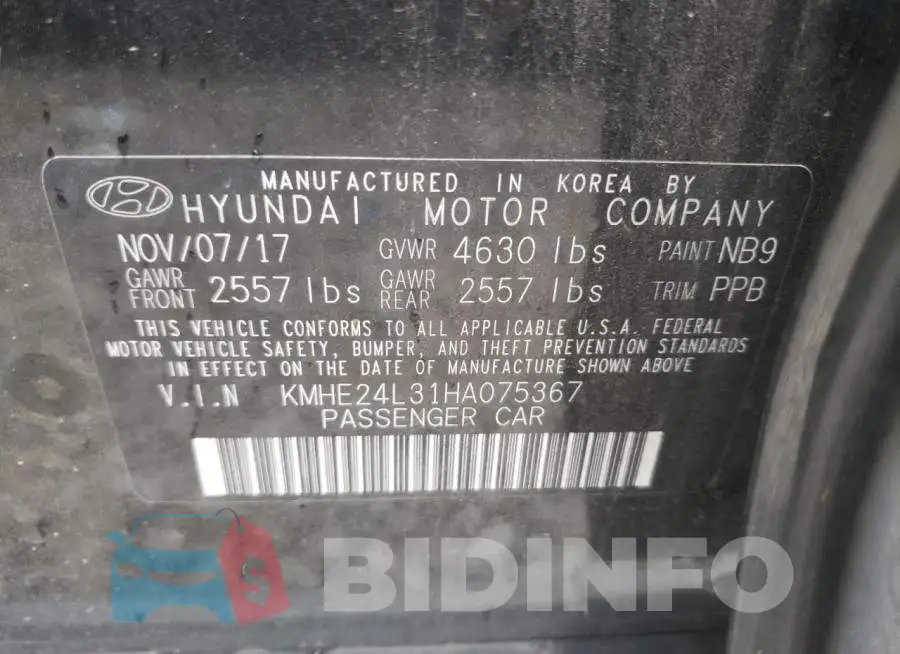 KMHE24L31HA075367 Photo# 10