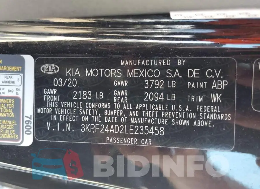 3KPF24AD2LE235458 Photo# 10