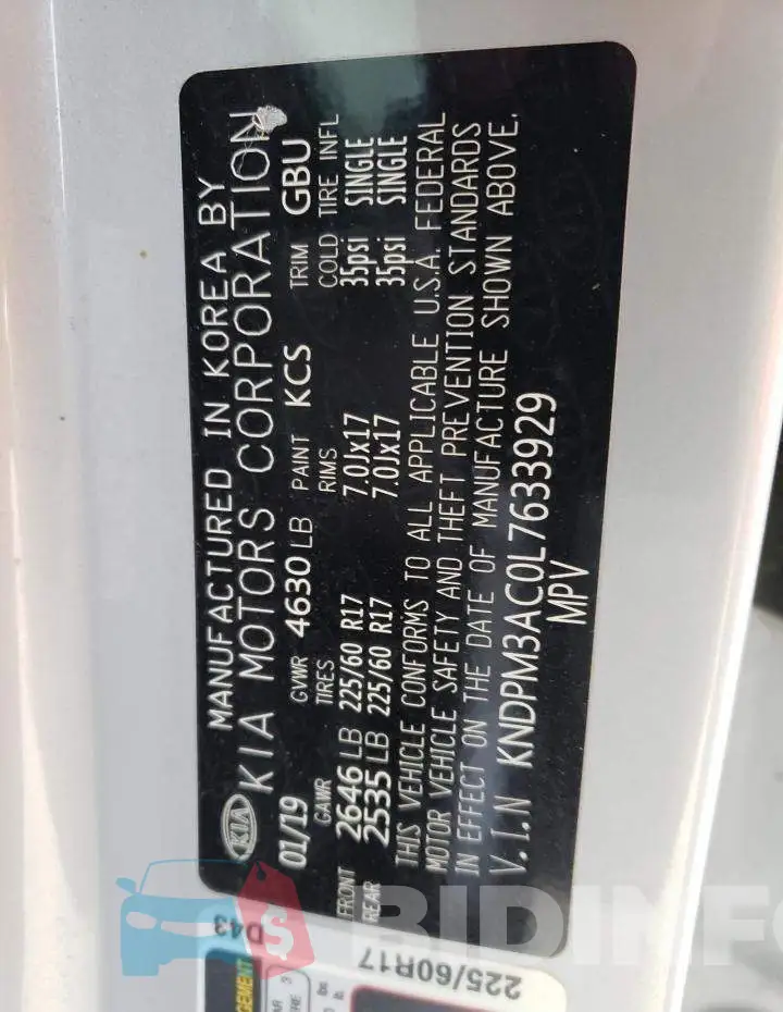 KNDPM3AC0L7633929 Photo# 10