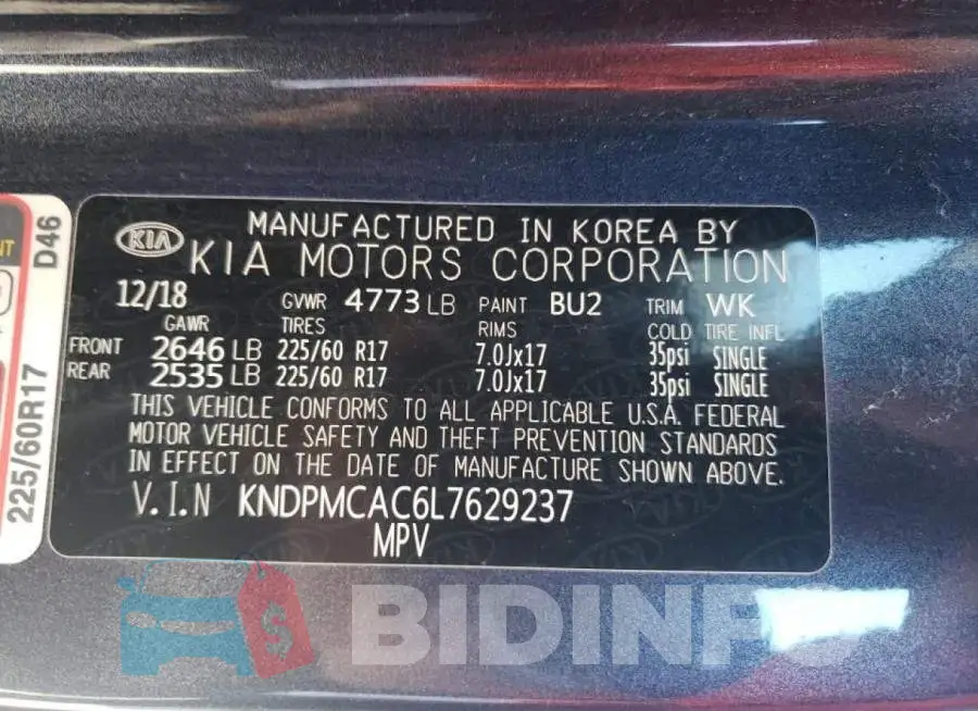 KNDPMCAC6L7629237 Photo# 10