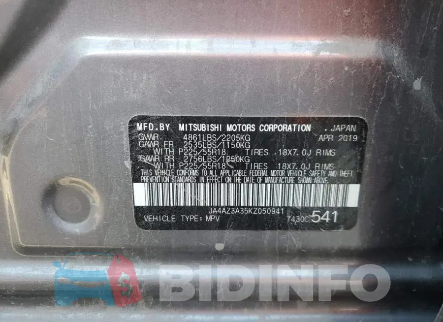 JA4AZ3A35KZ050941 Photo# 10