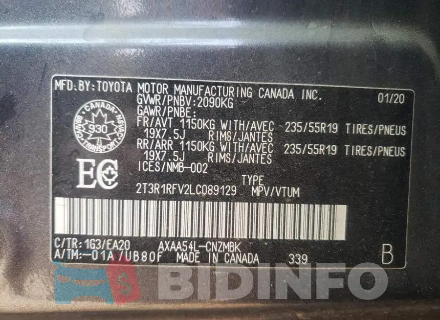2T3R1RFV2LC089129 Photo# 10