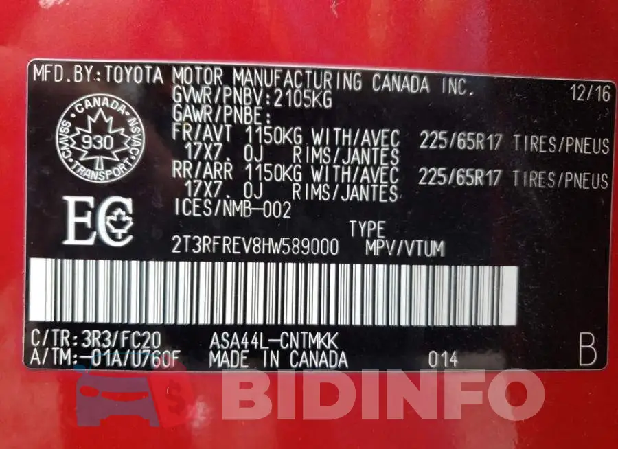 2T3RFREV8HW589000 Photo# 10