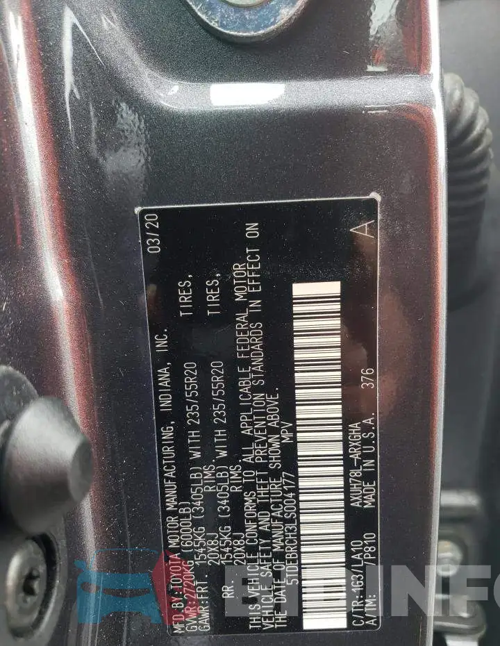 5TDEBRCH3LS004177 Photo# 10