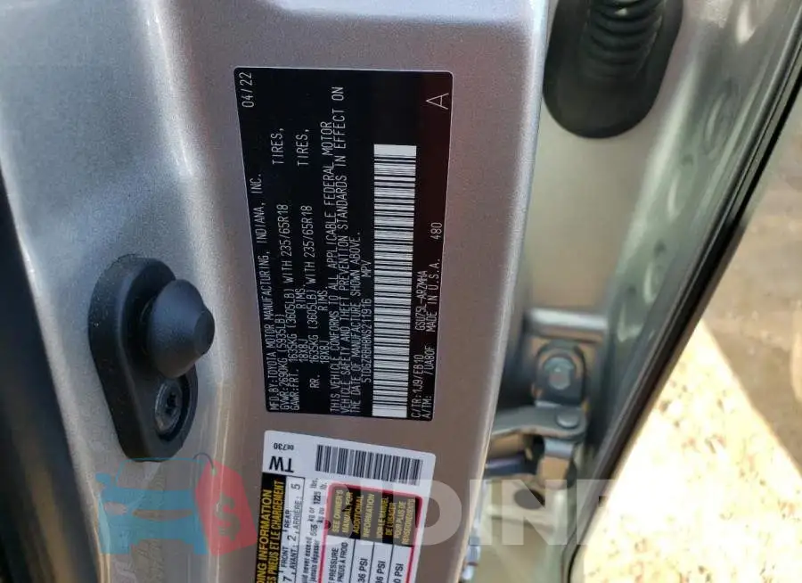 5TDGZRBH8NS211916 Photo# 10