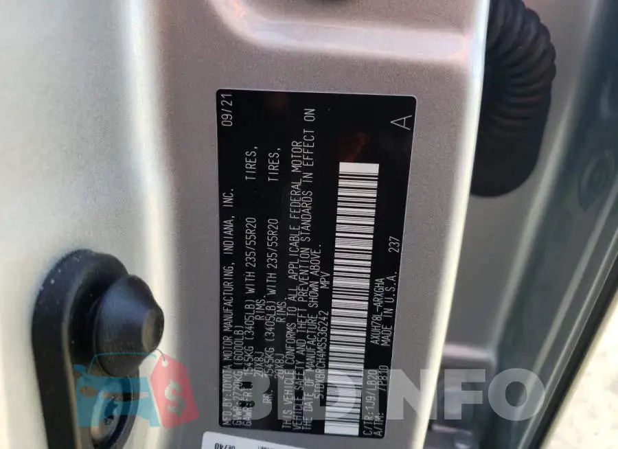 5TDXBRCH4MS536242 Photo# 10
