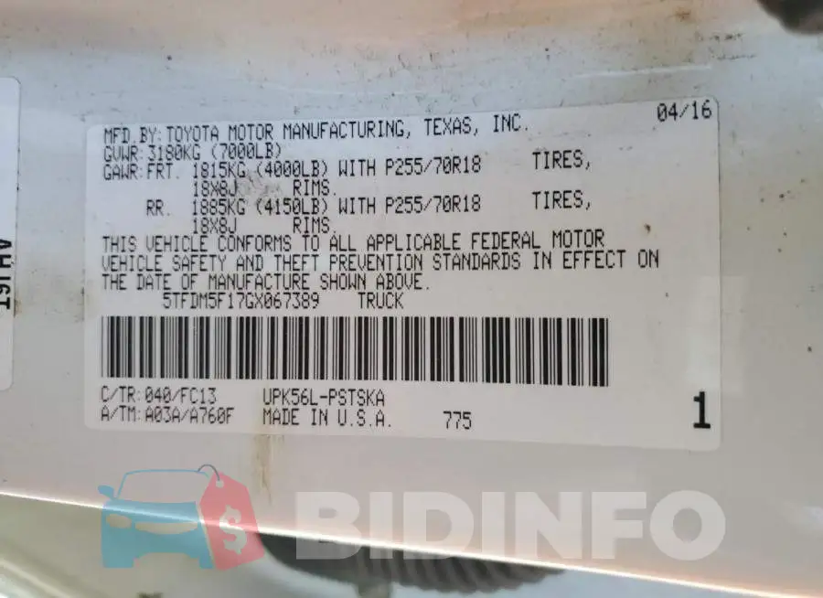 5TFDM5F17GX067389 Photo# 10