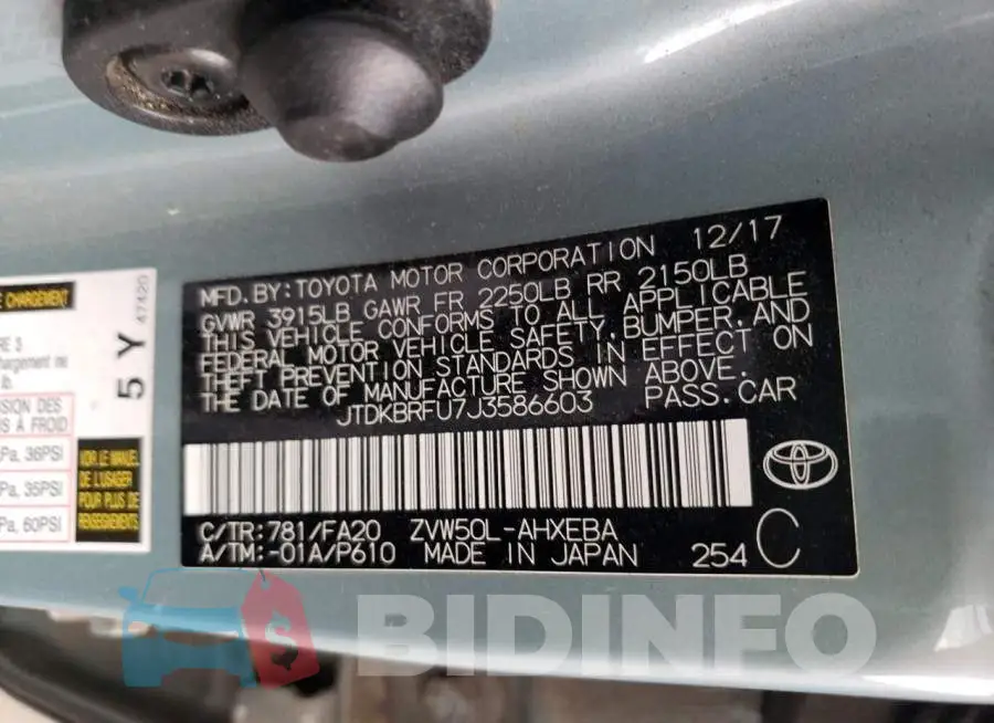 JTDKBRFU7J3586603 Photo# 10