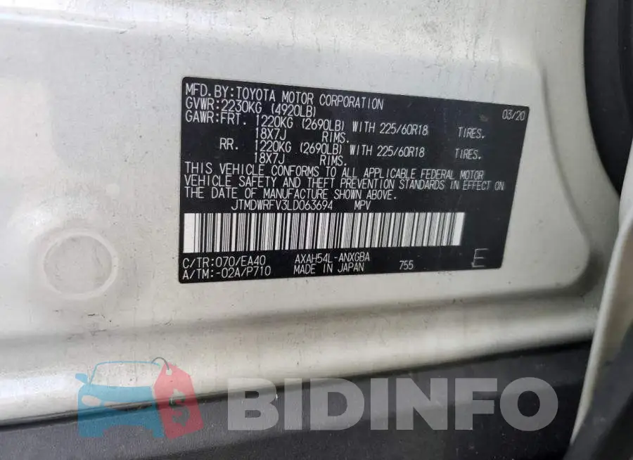 JTMDWRFV3LD063694 Photo# 10