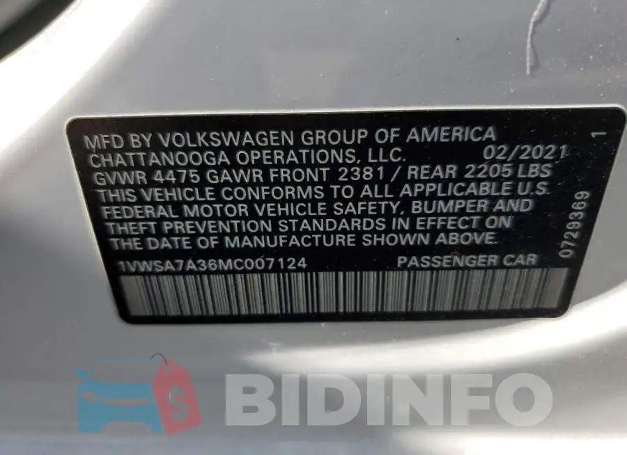 1VWSA7A36MC007124 Photo# 10